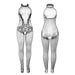 Subblime Bodystocking Crotchless De Rejilla Y Encaje Con Cuello Alto Negro Talla Unica