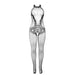 Subblime Bodystocking Crotchless De Rejilla Y Encaje Con Cuello Alto Negro Talla Unica