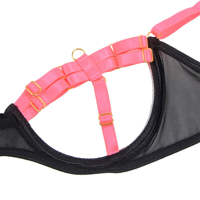 Subblime Set Sujetador Con Collar Y Detalles Para Piernas Rosa Fluorescente