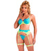 Subblime Set Sujetador Con Encaje Y Ligueros Verde Y Azul