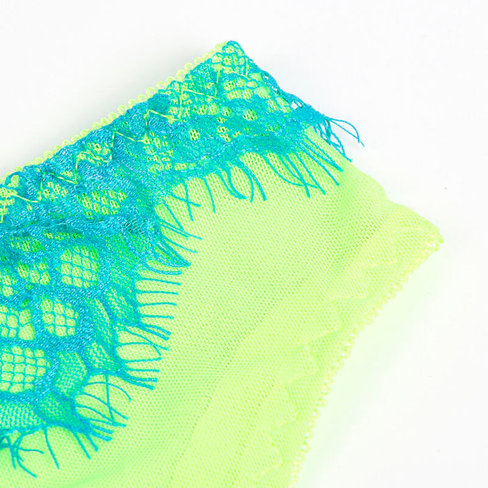 Subblime Set Sujetador Con Encaje Y Ligueros Verde Y Azul