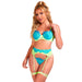 Subblime Set Sujetador Con Encaje Y Ligueros Verde Y Azul