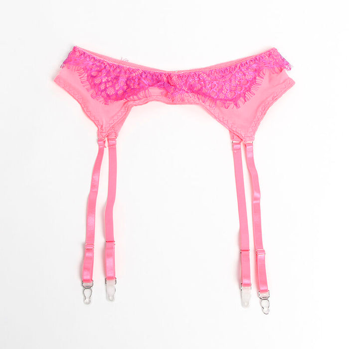 Subblime Set Sujetador Con Encaje Y Ligueros Rosa Y Morado