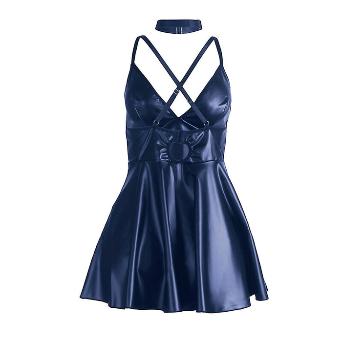 Subblime Vestido Con Tirantes De Cuero Azul