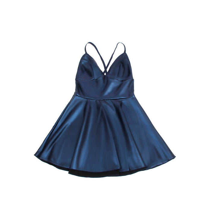 Subblime Vestido Con Tirantes De Cuero Azul