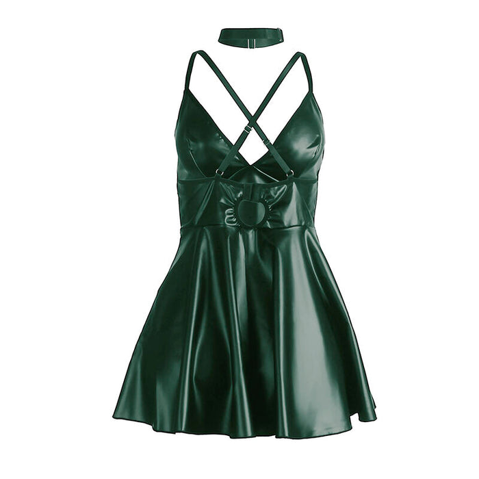 Subblime Vestido Con Tirantes De Cuero Verde