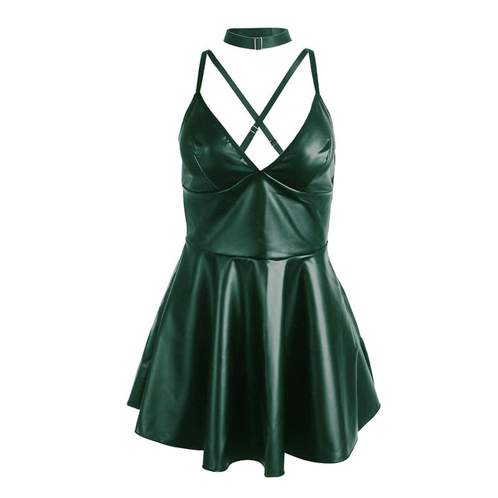 Subblime Vestido Con Tirantes De Cuero Verde