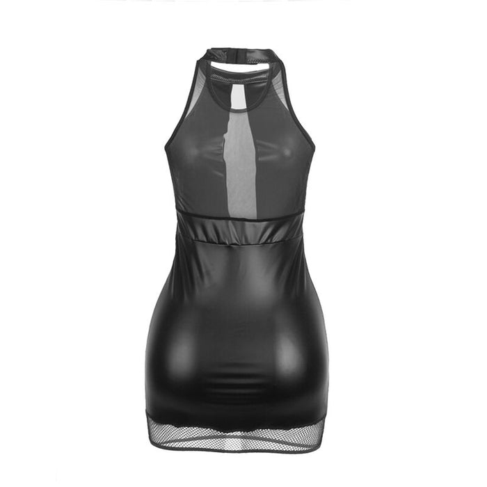 Subblime Vestido Cuello Halter Con Transparencias Negro