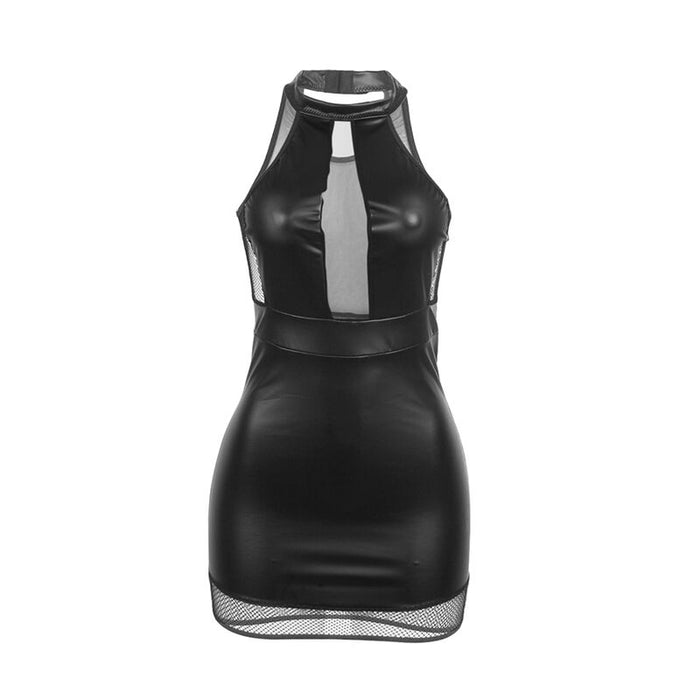 Subblime Vestido Cuello Halter Con Transparencias Negro