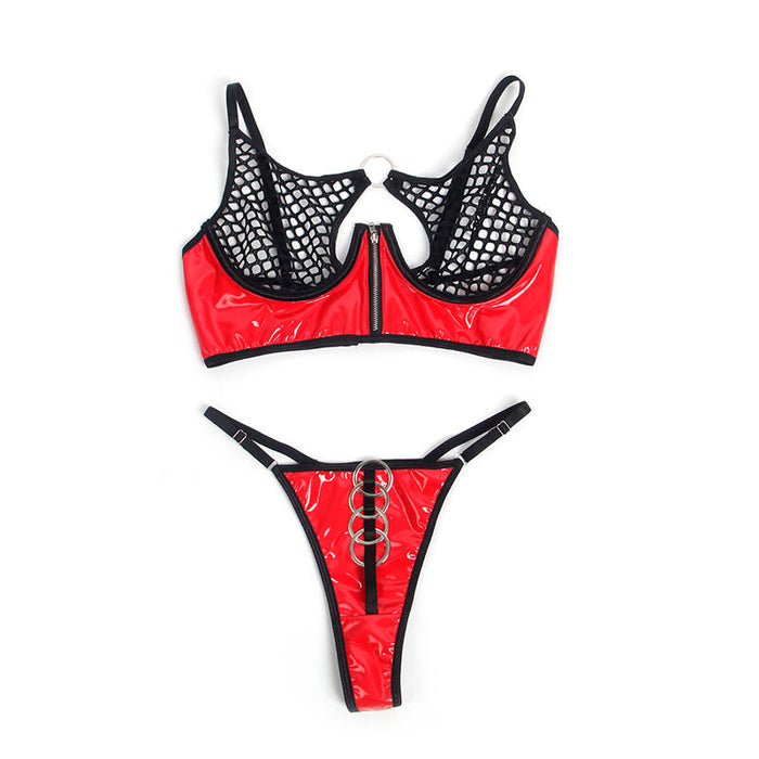 Subblime Conjunto Sujetador Con Cremallera De Malla De Charol Rojo