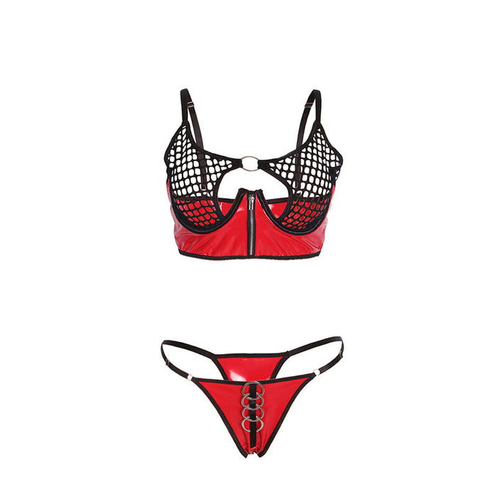Subblime Conjunto Sujetador Con Cremallera De Malla De Charol Rojo