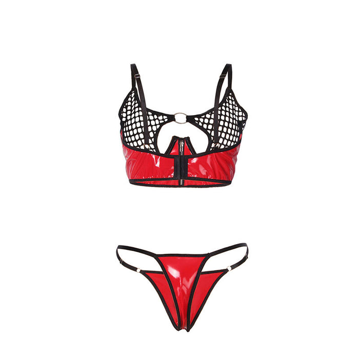 Subblime Conjunto Sujetador Con Cremallera De Malla De Charol Rojo