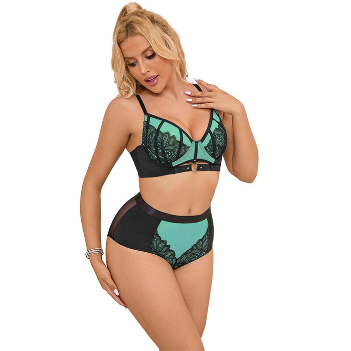 Subblime Conjunto Sujetador Con Cremallera De Malla De Charol Verde S/m